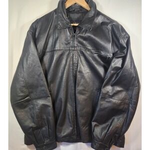 Pelle Cuir Black Leather Bomber Jacket Mens‎ XL Buckles Vintage minor flaws